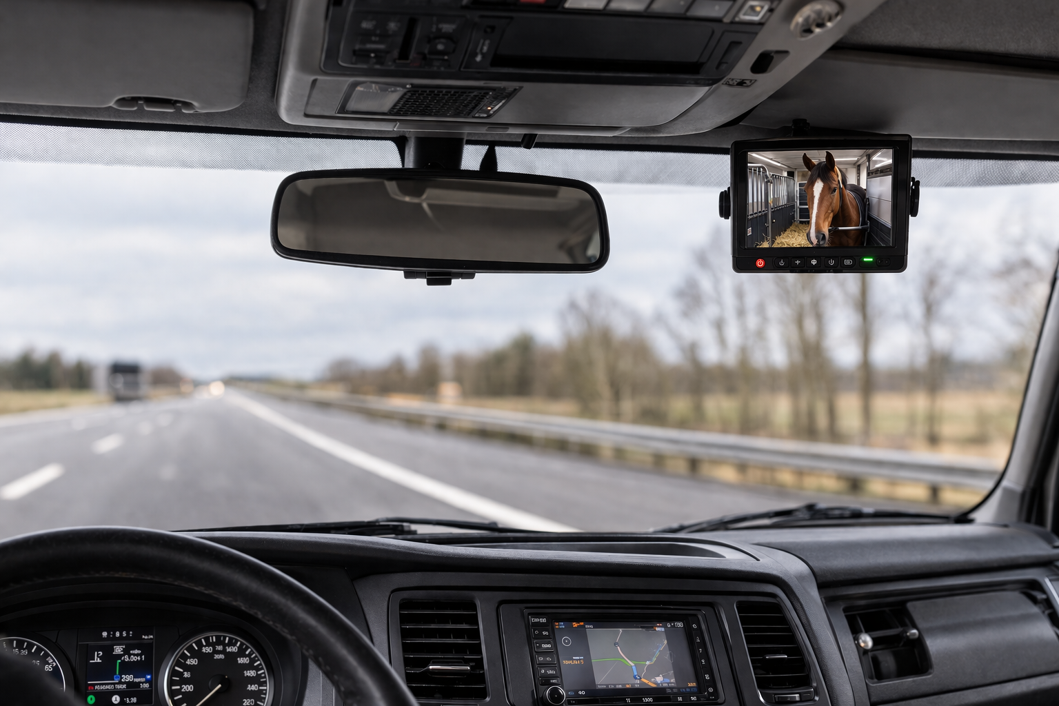 Transport de cheval avec vidéosurveillance dans le camion